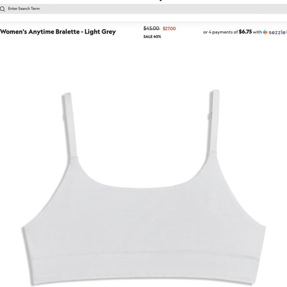 Allbirds XL Anytime Bralette Light Gray Organic Cotton Blend Buttery Soft - Picture 4 of 7